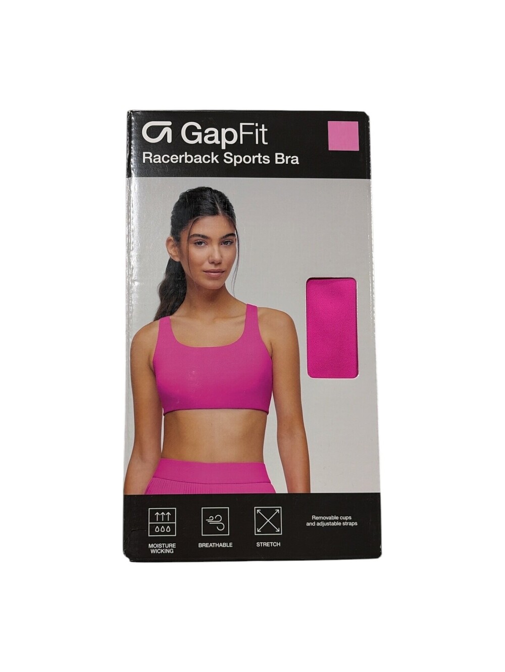 GapFit Racerback Sports Bra XL Pink Moisture Wicking Breathable Stretch